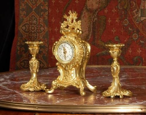 fig 2. Rare and Stunning Miniature French Boudoir Clock Set.